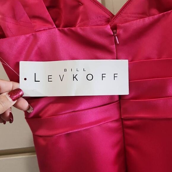 Bill Levkoff Style 526 Bridesmaid/Formal/ Evening Gown in Watermelon Pink, NWT, - Picture 9 of 12